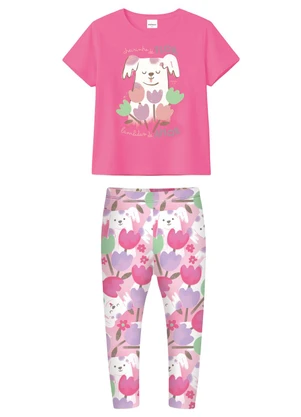 Malwee Kids - Conjunto Cheirinho de Flor com Glitter Rosa - MALWEE KIDS