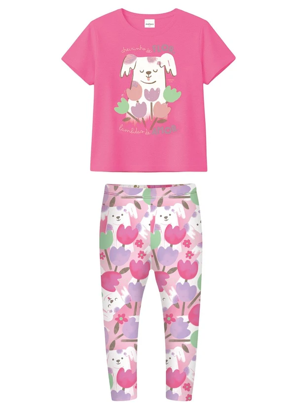 Malwee Kids - Conjunto Cheirinho de Flor com Glitter Rosa 2