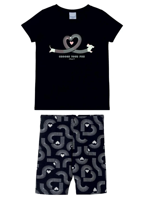 Malwee Kids - Conjunto Choose Your Fun em Cotton Preto