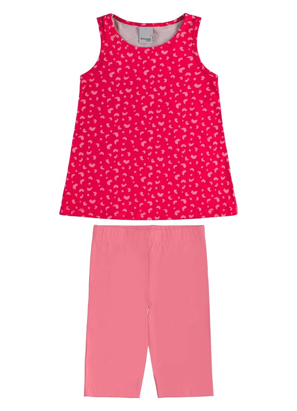 Malwee Kids - Conjunto Ciclista Animal Print Rosa Escuro