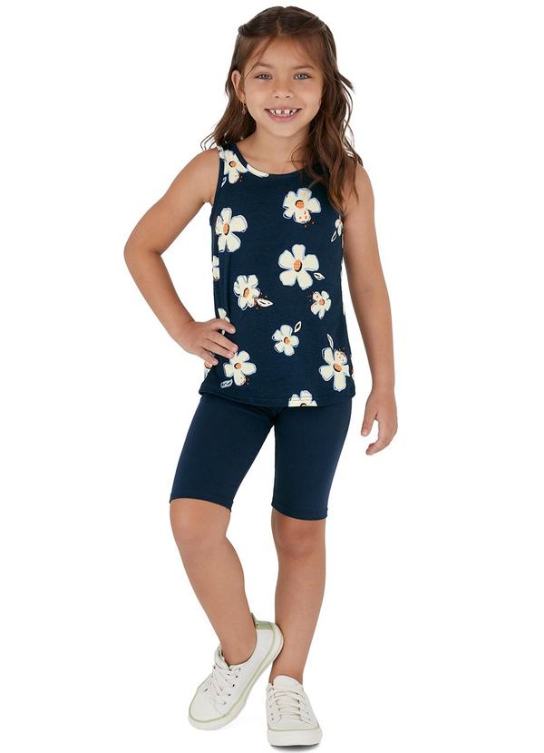 Malwee Kids - Conjunto Ciclista Floral Azul Marinho
