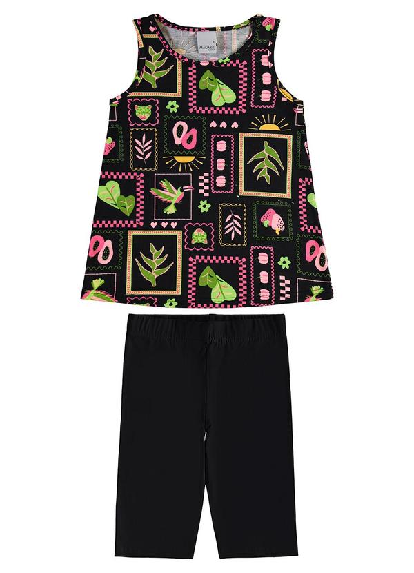 Malwee Kids - Conjunto Ciclista Tropical Preto