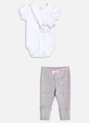 Momi - Conjunto Cinza de Gatinho Branco - MOMI