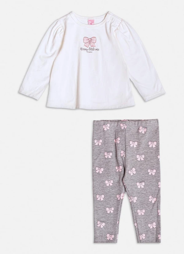 Momi - Conjunto Cinza de Laço e Strass Cinza