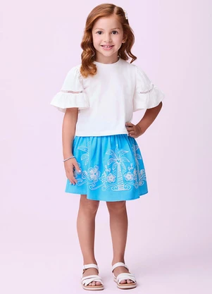 Momi - Conjunto Claro com Estampa Tropical Azul - MOMI