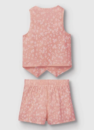 Carinhoso - Conjunto Colete & Shorts Saia Floral Rosa - CARINHOSO