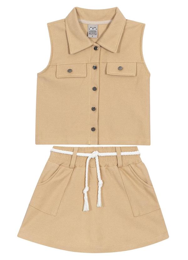 Randa Mundu - Conjunto Colete / Shorts Saia Moletom Bege 1