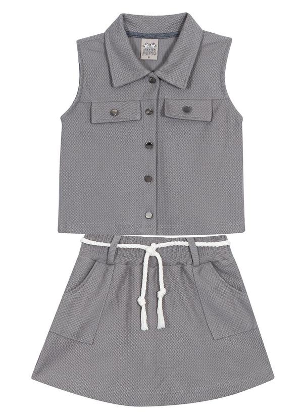 Randa Mundu - Conjunto Colete / Shorts Saia Moletom Cinza