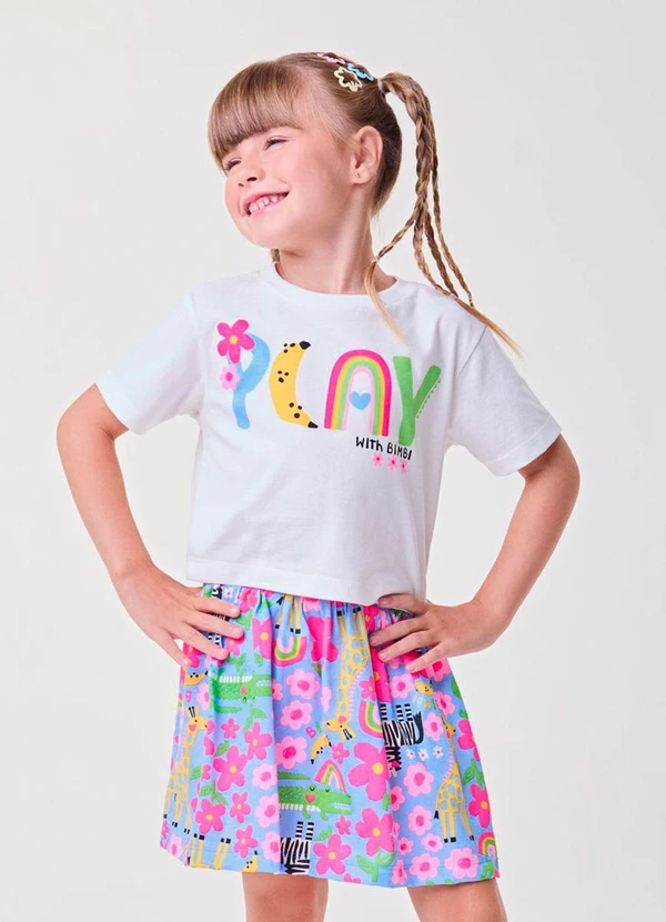Bimbi - Conjunto Colorido Play Floral Off White