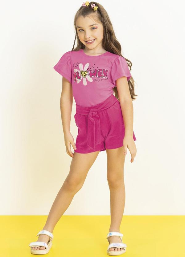 Cativa Kids - Conjunto com Aplicação de Strass Rosa