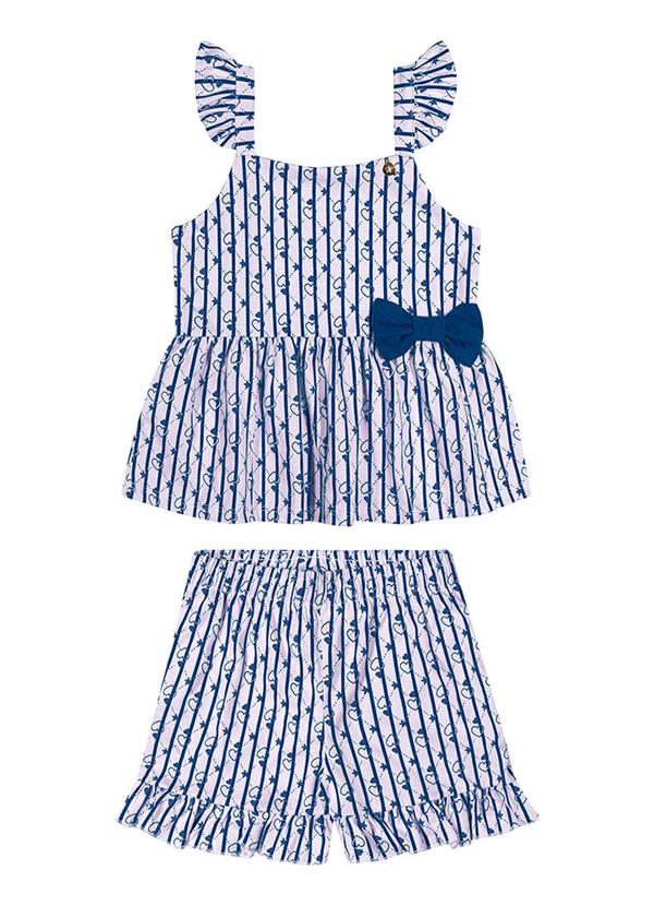 Alenice - Conjunto com Babado e Laço Menina Azul