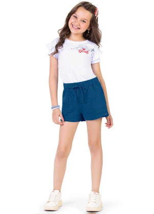 Outlet - Conjunto com Babado Praia Menina Branco - OUTLET