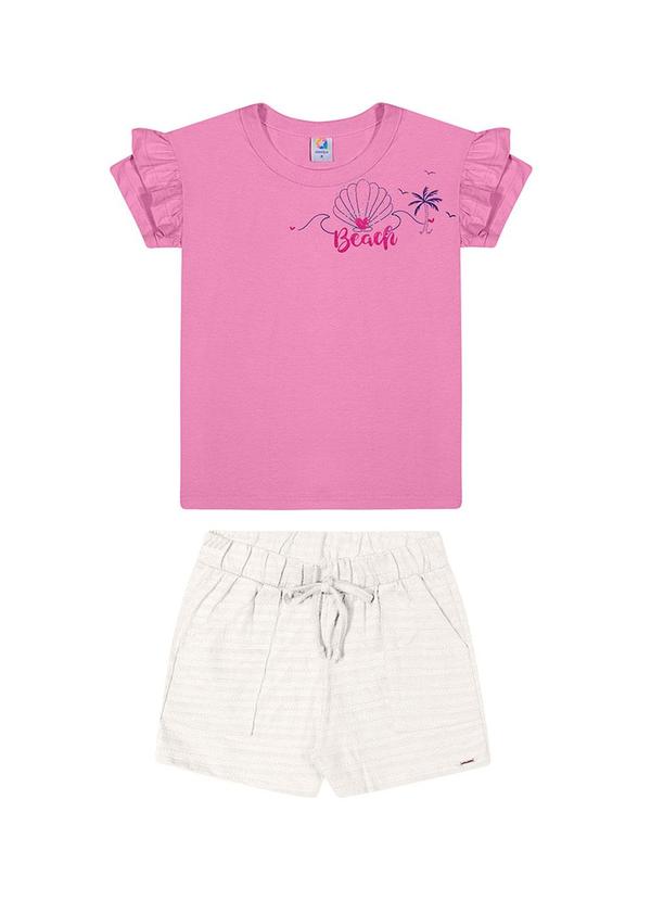 Alenice - Conjunto com Babado Praia Menina Rosa 