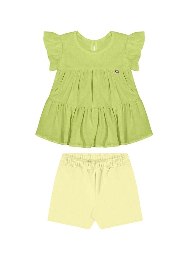 Alenice - Conjunto com Babados Blusa Menina Amarelo 1