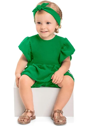 Quimby - Conjunto com Bata e Short Bebê Menina Verde - QUIMBY