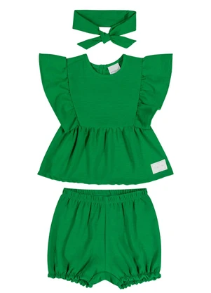 Quimby - Conjunto com Bata e Short Bebê Menina Verde - QUIMBY
