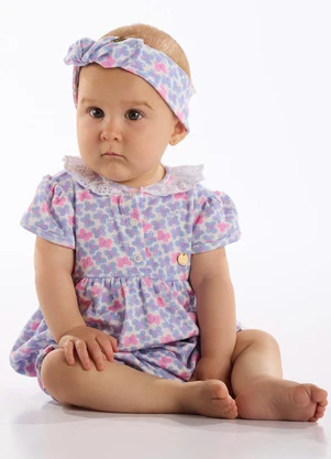 Up Baby - Conjunto com Bata e Short Bebê Roxo - UP BABY
