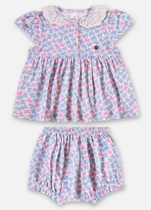 Up Baby - Conjunto com Bata e Short Bebê Roxo - UP BABY