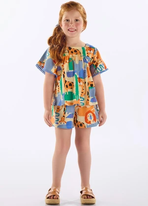 Up Baby - Conjunto com Bata e Short Infantil Bege - UP BABY