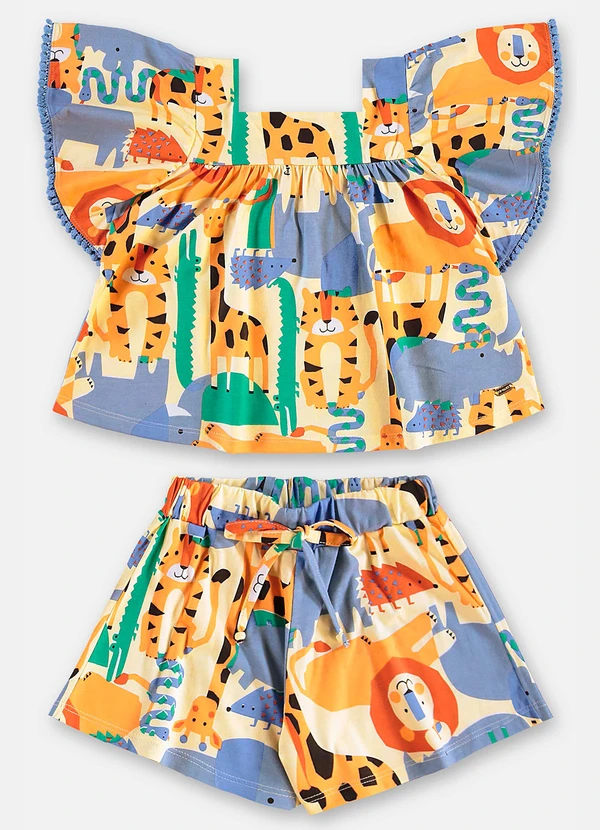 Up Baby - Conjunto com Bata e Short Infantil Bege 3