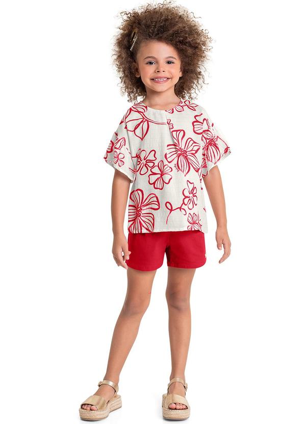 Quimby - Conjunto com Bata e Short Infantil Vermelho