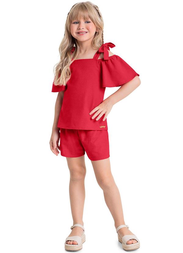 Quimby - Conjunto com Bata e Short Infantil Vermelho
