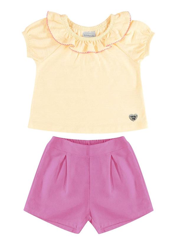 Quimby - Conjunto com Bata e Short para Bebês Bege