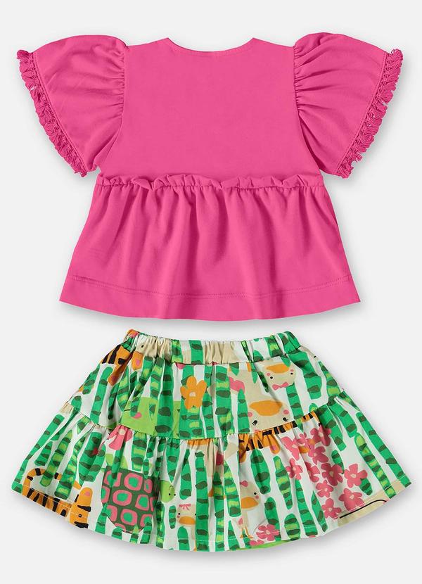 Up Baby - Conjunto com Bata e Shorts-Saia Rosa 3
