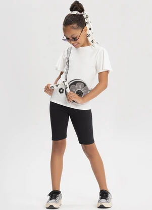 Alakazoo - Conjunto com Bermuda e Blusa com Laço Preto - ALAKAZOO