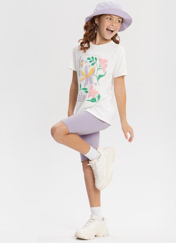 Alakazoo - Conjunto com Bermuda e Blusa de Manga Curta Lilás