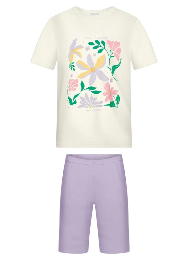 Alakazoo - Conjunto com Bermuda e Blusa de Manga Curta Lilás 2