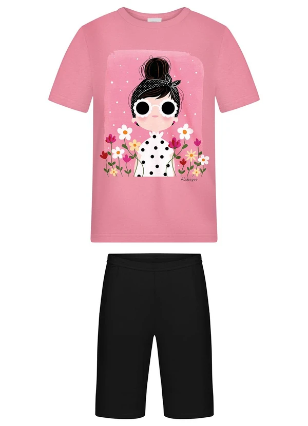 Alakazoo - Conjunto com Bermuda e Blusa de Preto