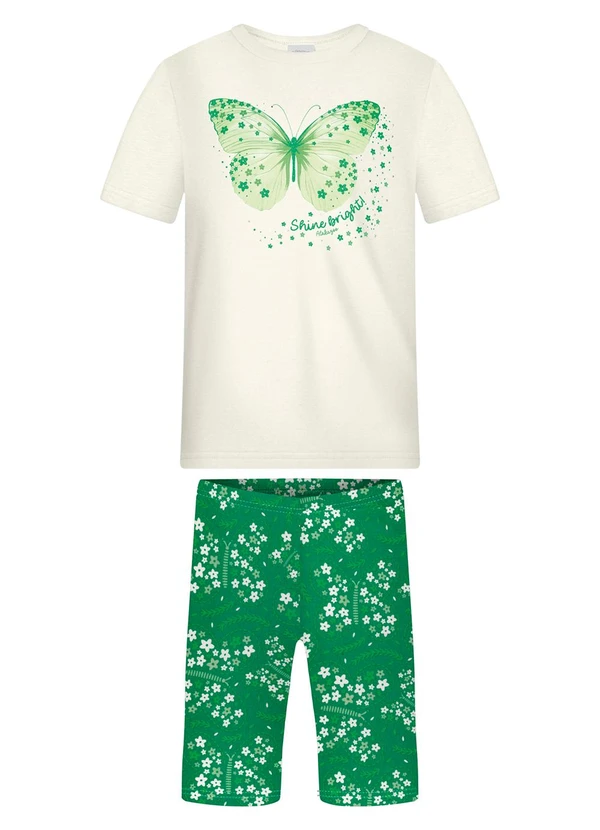 Alakazoo - Conjunto com Bermuda Estampada e Blusa Verde 2