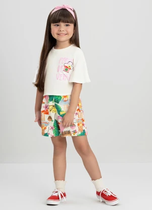 Conjunto com Blusa Boxy e Short Três e Já Branco - TRÊS E JÁ