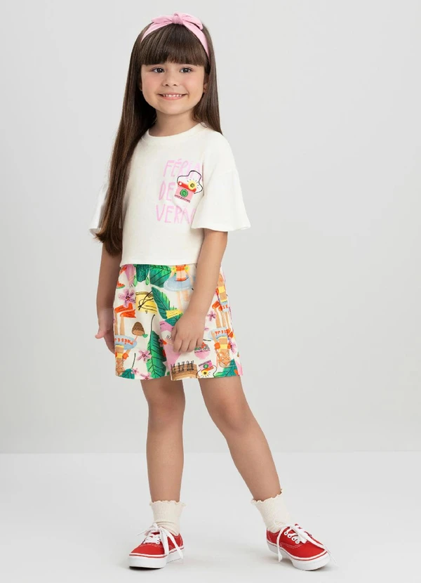 Três e Já - Conjunto com Blusa Boxy e Short Três e Já Branco