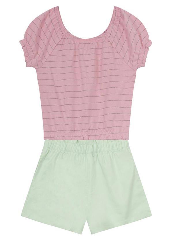 Brandili - Conjunto com Blusa Cropped Ciganinha Rosa