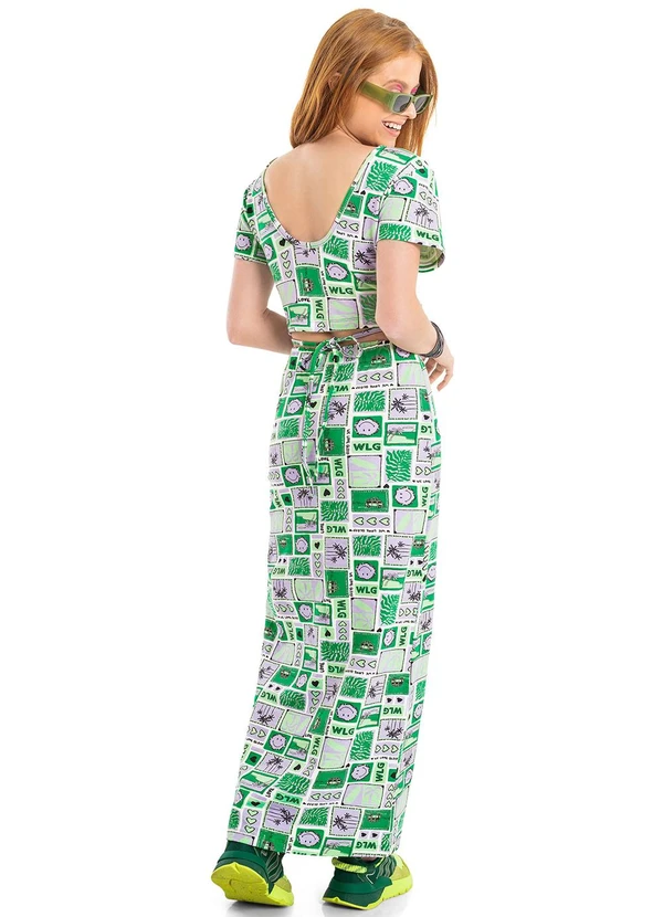 Gloss - Conjunto com Blusa Cropped e Saia Verde 2