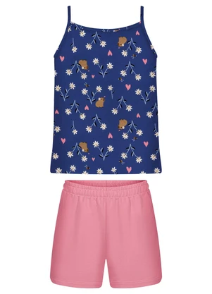 Alakazoo - Conjunto com Blusa de Alças e Shorts Azul - ALAKAZOO