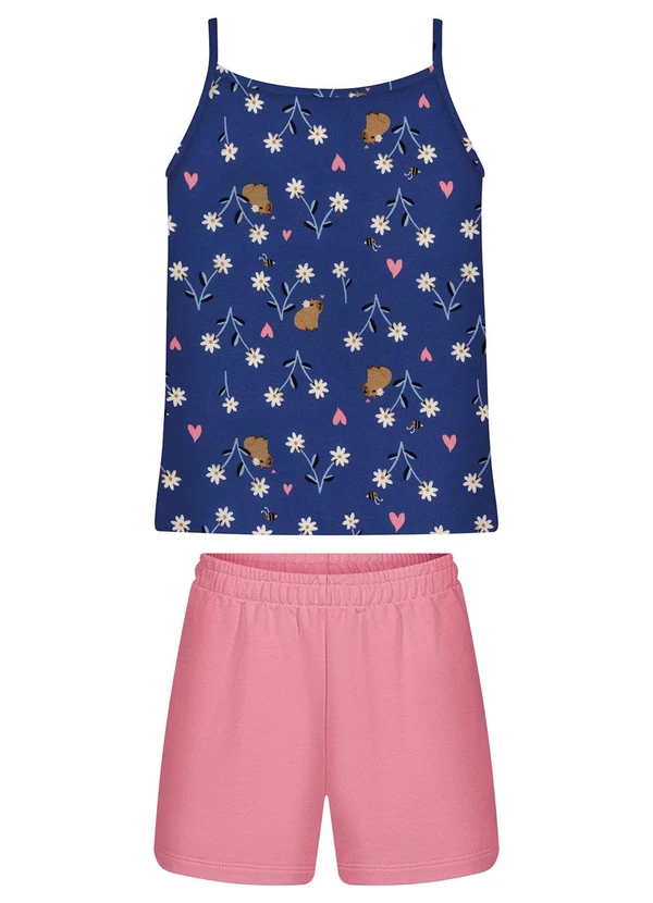 Alakazoo - Conjunto com Blusa de Alças e Shorts Azul