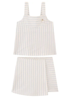 Milli e Nina - Conjunto com Blusa de Alças e Shorts Azul - MILLI E NINA