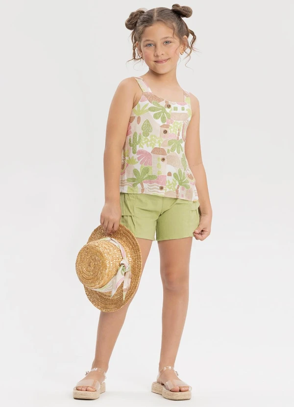 Alakazoo - Conjunto com Blusa de Alças e Shorts Branco