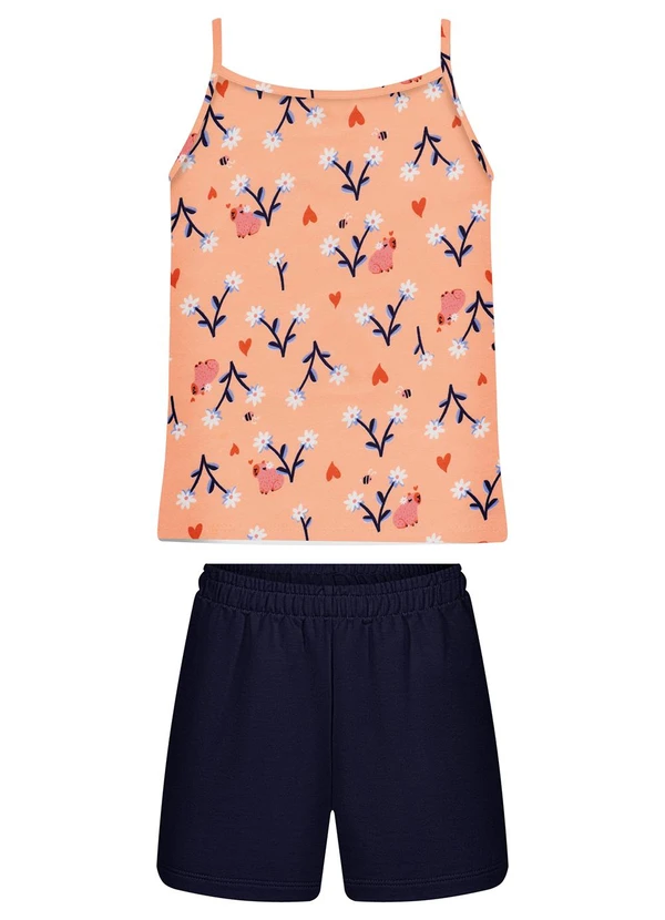 Alakazoo - Conjunto com Blusa de Alças e Shorts Laranja