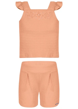 Alakazoo - Conjunto com Blusa de Alças e Shorts Laranja - ALAKAZOO