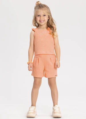 Alakazoo - Conjunto com Blusa de Alças e Shorts Laranja - ALAKAZOO