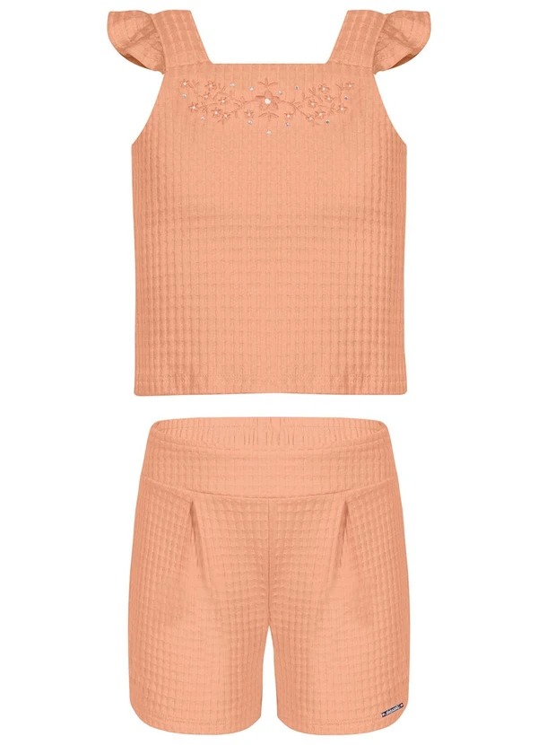 Alakazoo - Conjunto com Blusa de Alças e Shorts Laranja 1