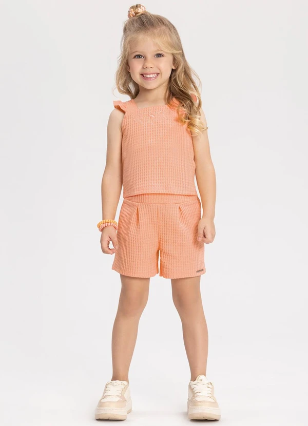 Alakazoo - Conjunto com Blusa de Alças e Shorts Laranja 2
