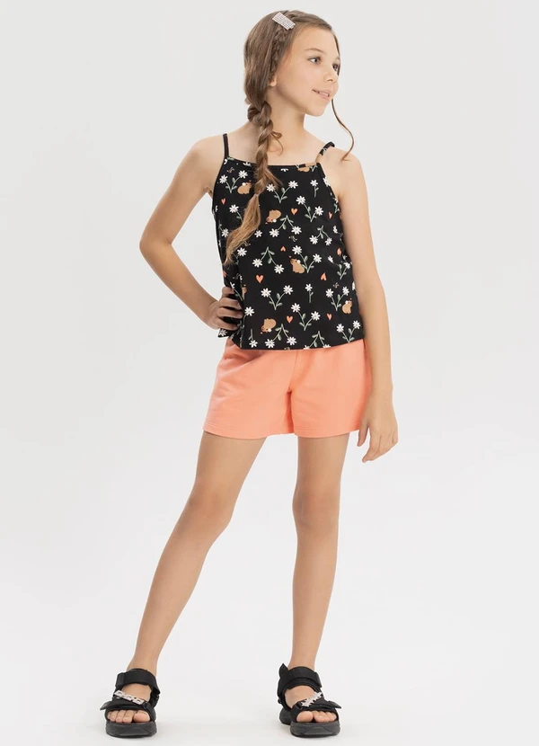 Alakazoo - Conjunto com Blusa de Alças e Shorts Preto