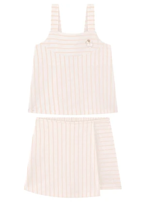 Milli e Nina - Conjunto com Blusa de Alças e Shorts Rosa - MILLI E NINA