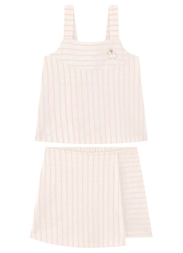 Milli e Nina - Conjunto com Blusa de Alças e Shorts Rosa