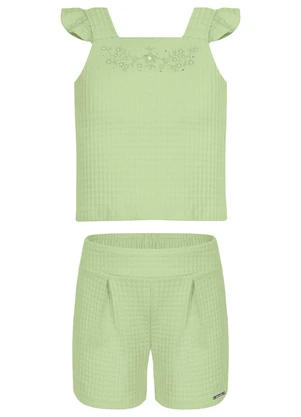 Alakazoo - Conjunto com Blusa de Alças e Shorts Verde - ALAKAZOO